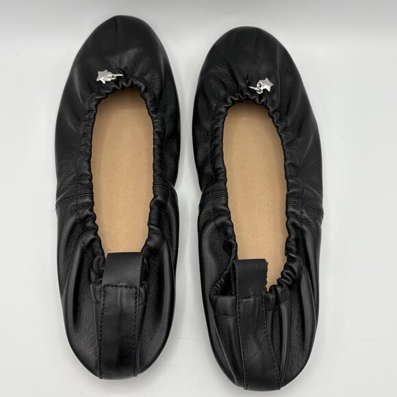 Free People Women’s Gemini Ballet Flats Black Leather Toe Charms Italy Size 9 - Picture 5 of 14